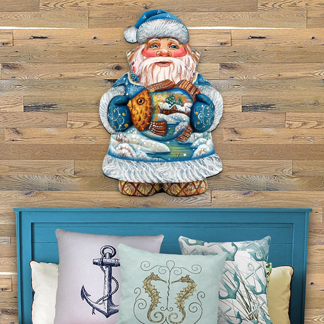 Goldfish Santa Christmas Door Decor by G. DeBrekht - Christmas Santa Snowman Decor - 8118201H-3