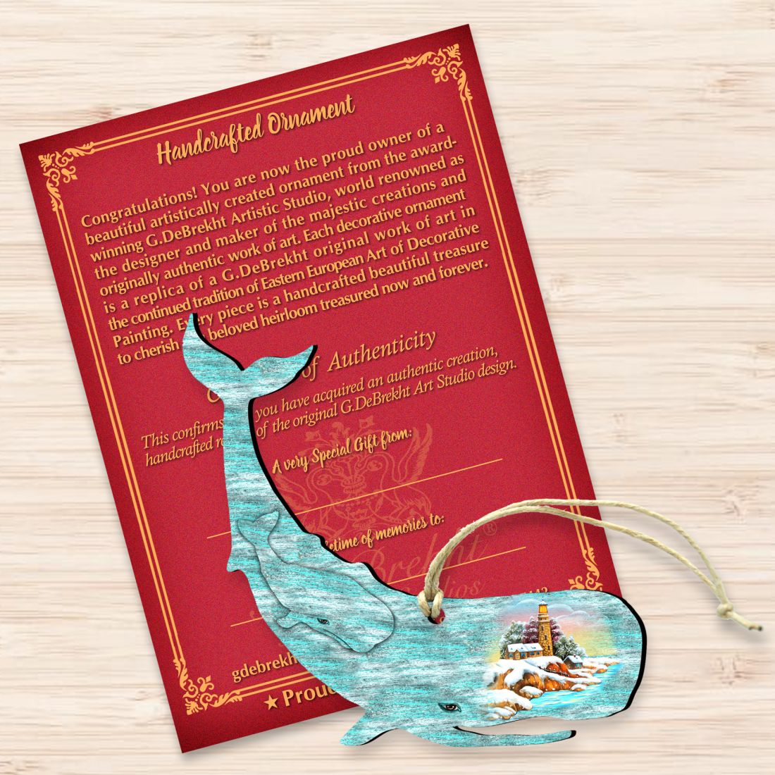 Whale Wooden Ornaments by G. DeBrekht - Coastal Holiday Decor - 8198516-3