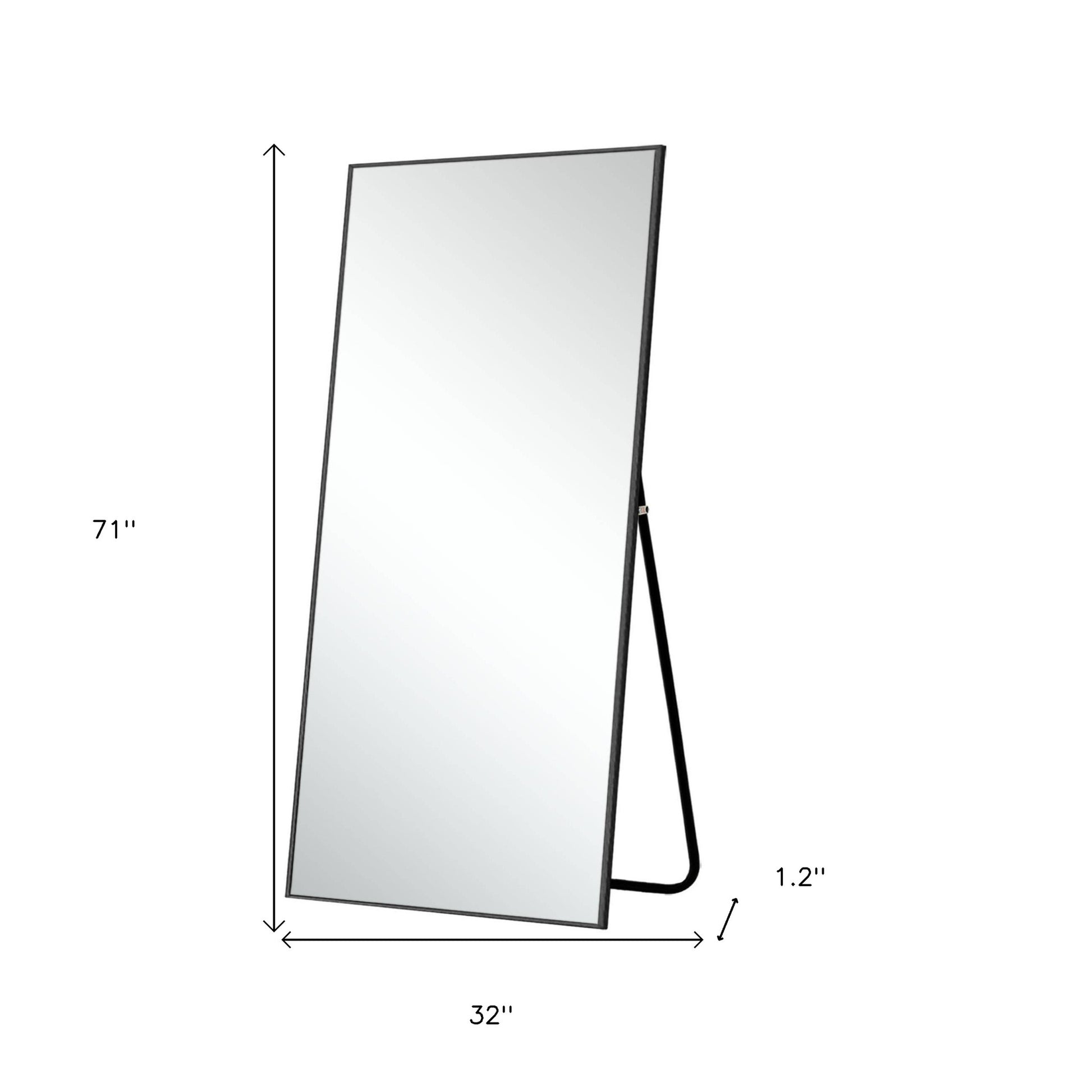 71" Black Metal Framed Leaning or Hanging Full Length Mirror-6