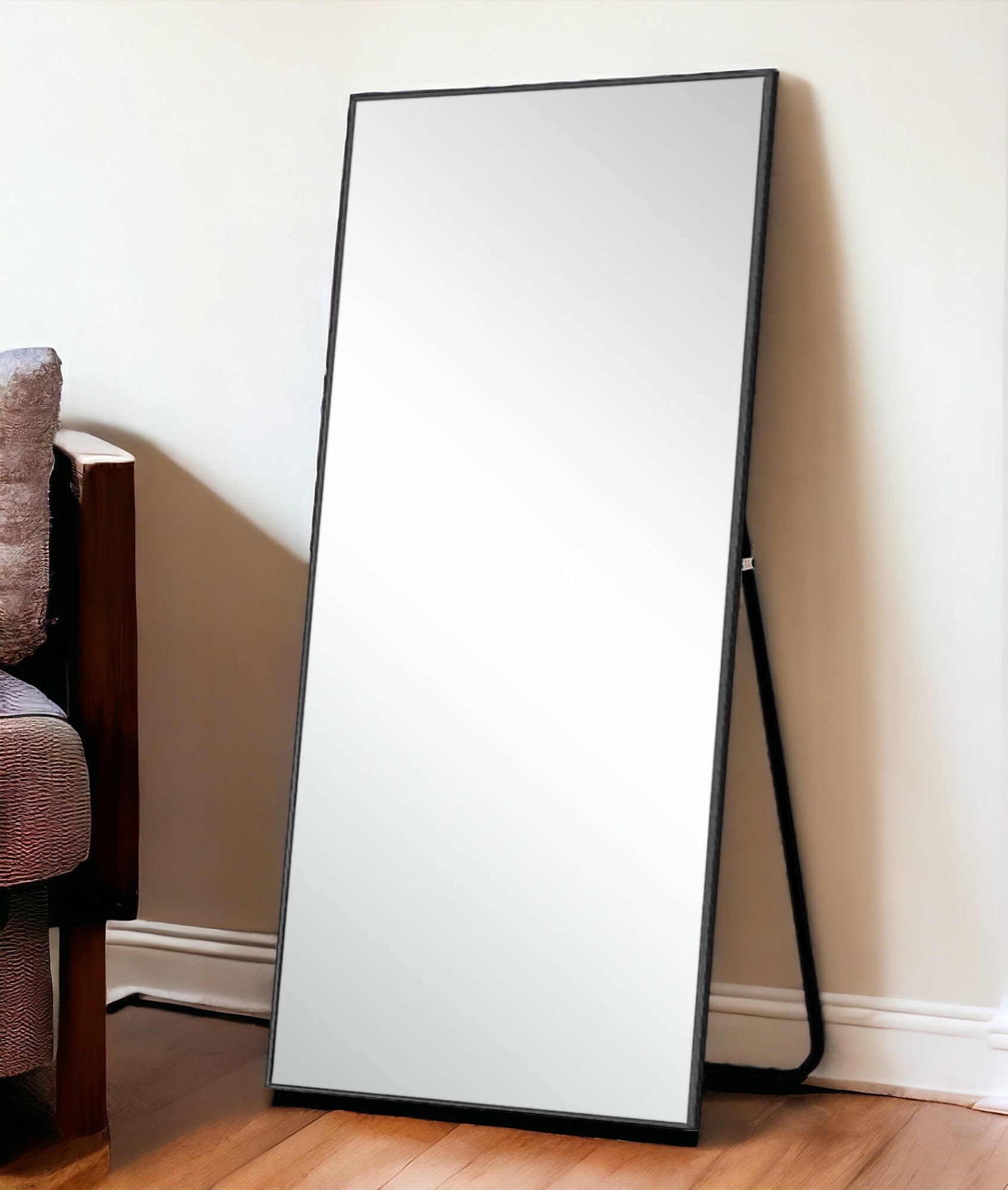 71" Black Metal Framed Leaning or Hanging Full Length Mirror-1