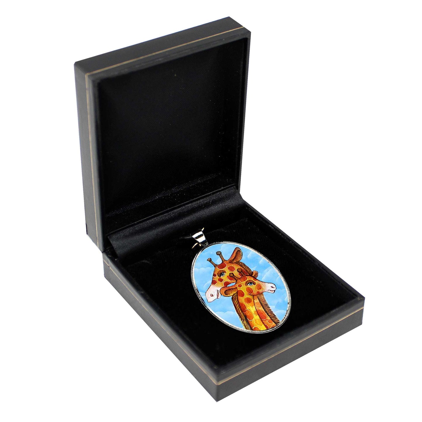 Giraffe Silver Plated Mother of Pearl Jewelry Necklace - 44018-3