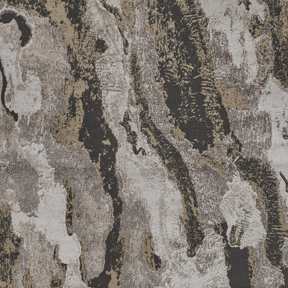 10' X 14' Brown and Ivory Abstract Power Loom Distressed Area Rug