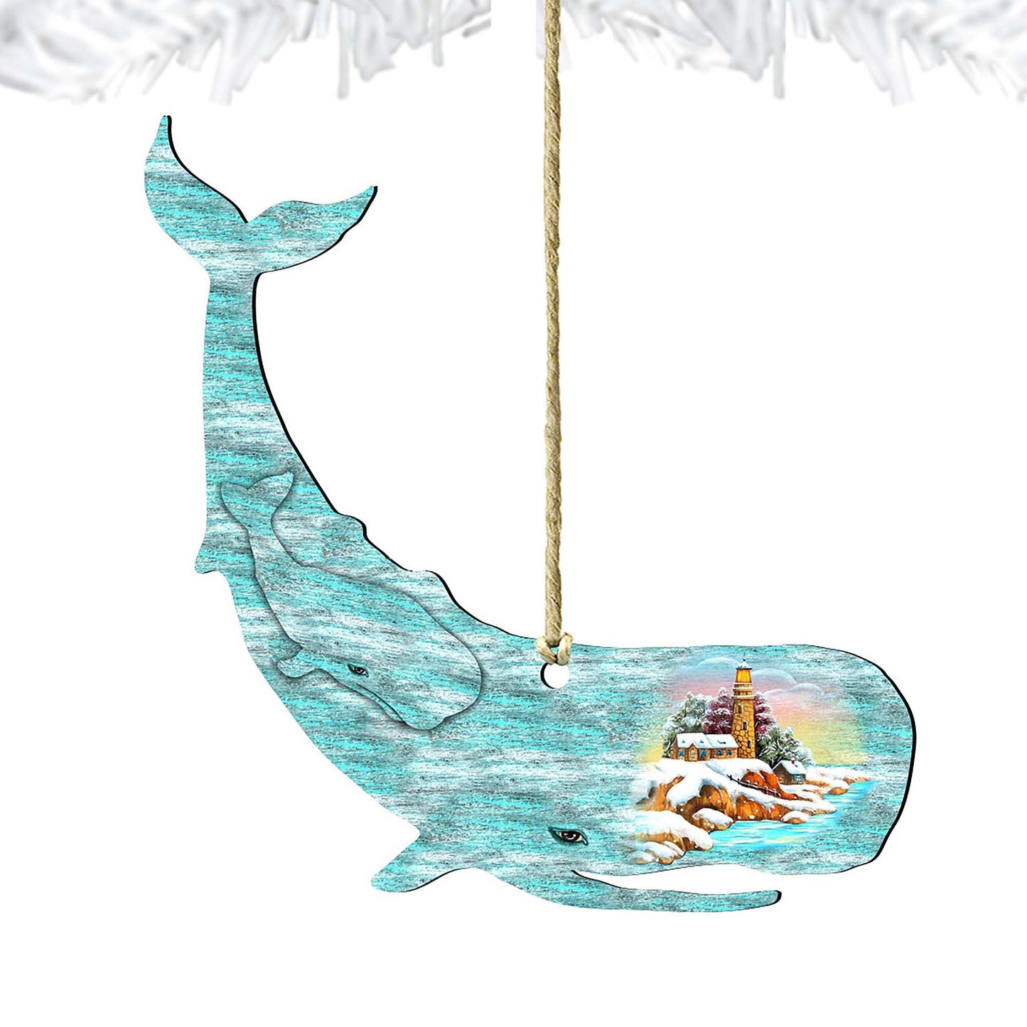 Whale Wooden Ornaments by G. DeBrekht - Coastal Holiday Decor - 8198516-4