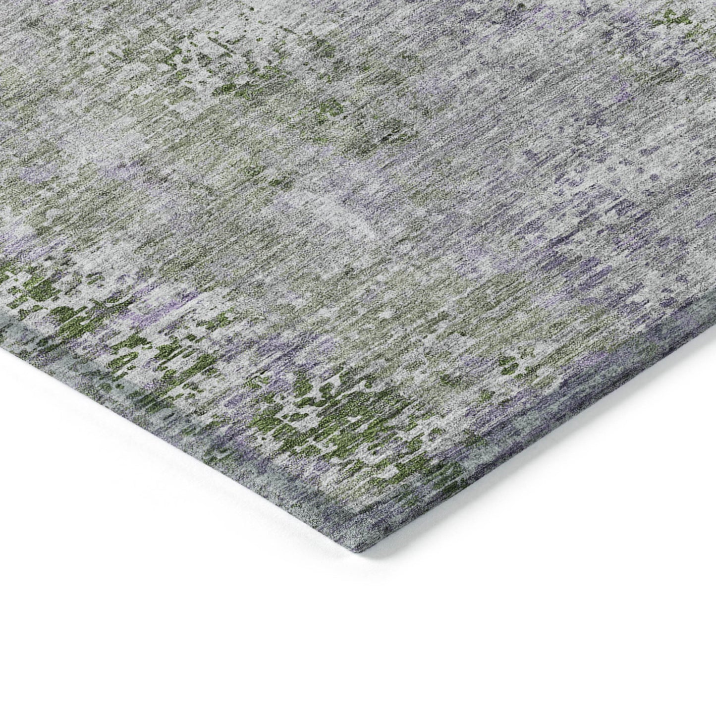 3' X 5' Olive Green And Gray Abstract Washable Indoor Outdoor Area Rug