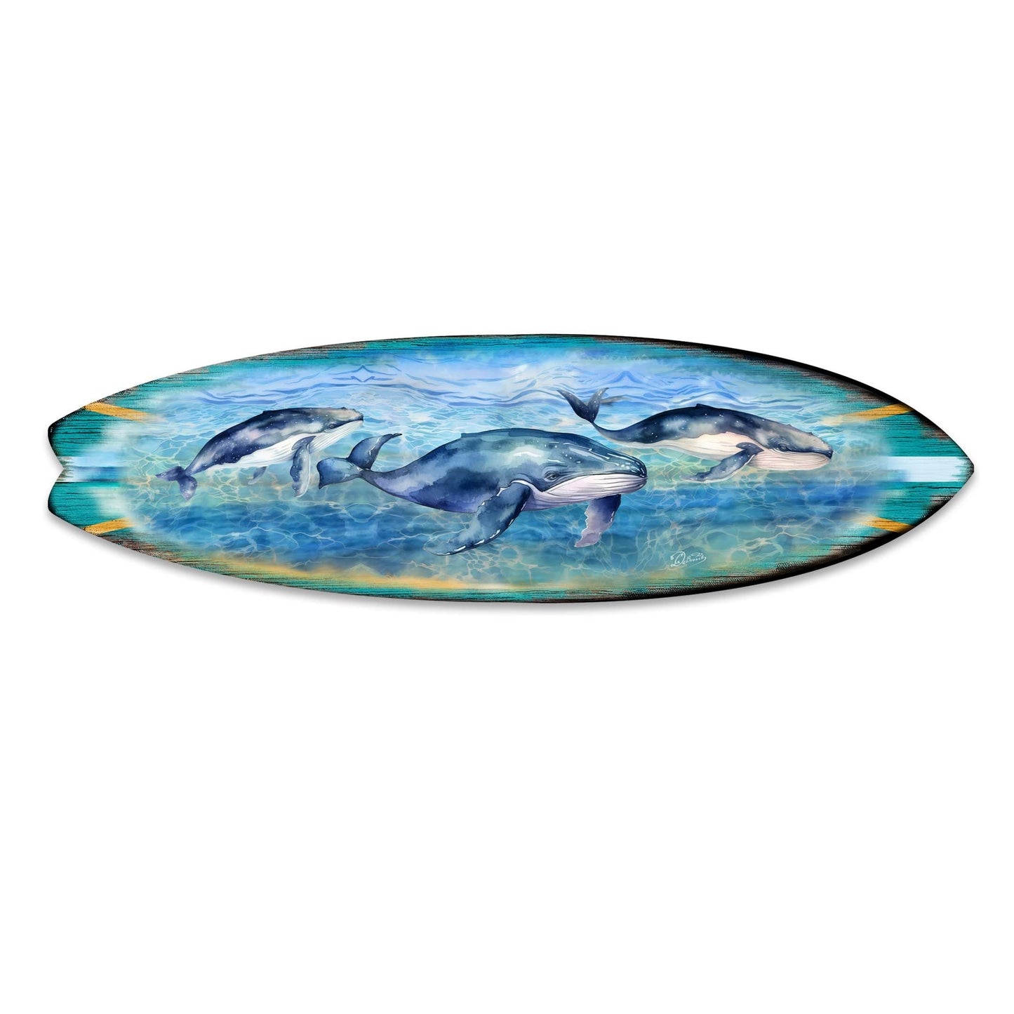 Whale's Harmony Surfboard Coastal Wall Art by G. DeBrekht - Coastal Holiday Decor - 8490114HS-4