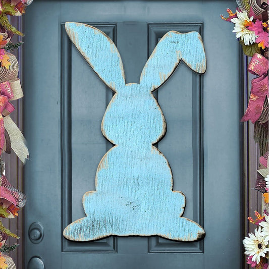 Blue Bunny Rabbit Easter Door Decor - Easter Spring Decor - 981342H-0