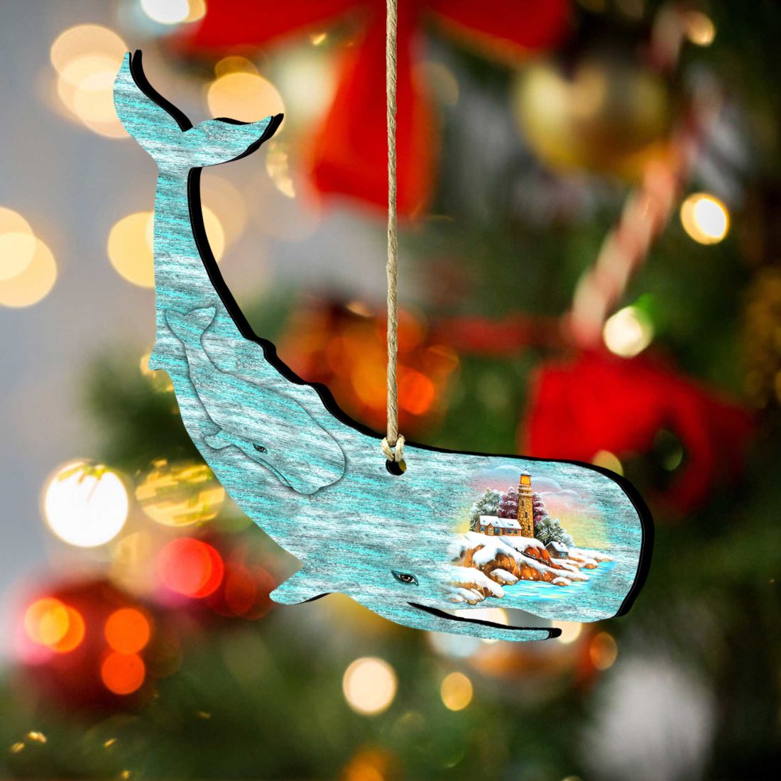 Whale Wooden Ornaments by G. DeBrekht - Coastal Holiday Decor - 8198516-2
