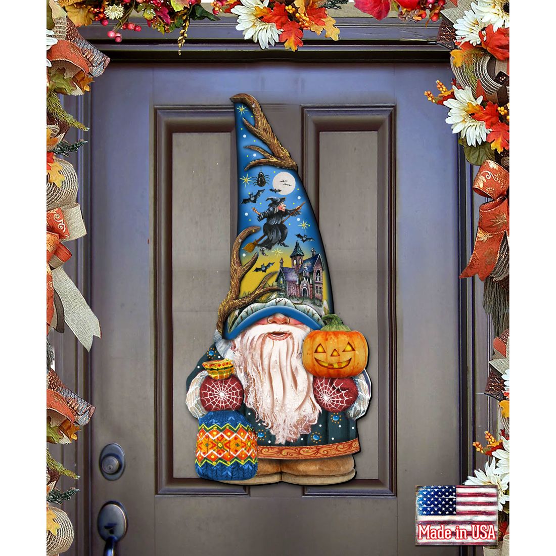 Halloween Gnome Door Decor by G. DeBrekht - Thanksgiving Halloween Decor - 8611016H-0