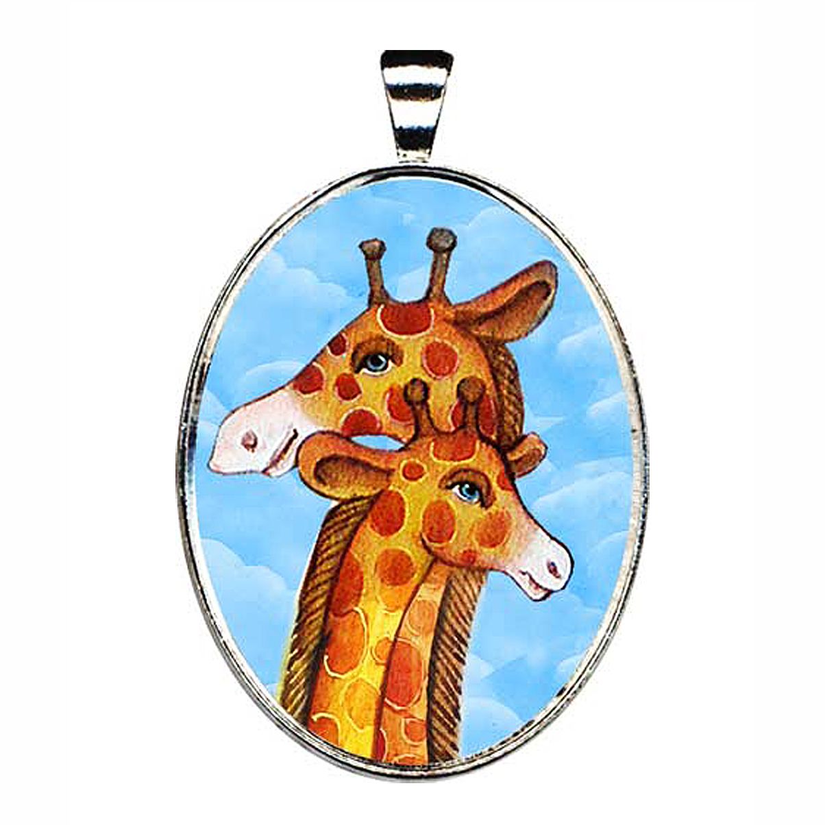 Giraffe Silver Plated Mother of Pearl Jewelry Necklace - 44018-4
