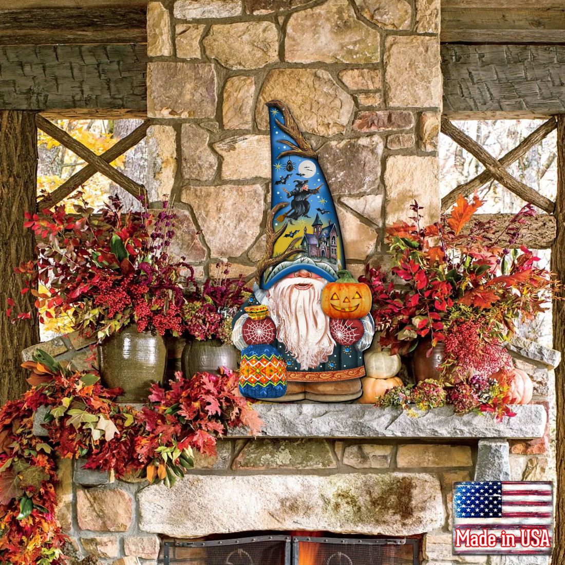 Halloween Gnome Door Decor by G. DeBrekht - Thanksgiving Halloween Decor - 8611016H-2